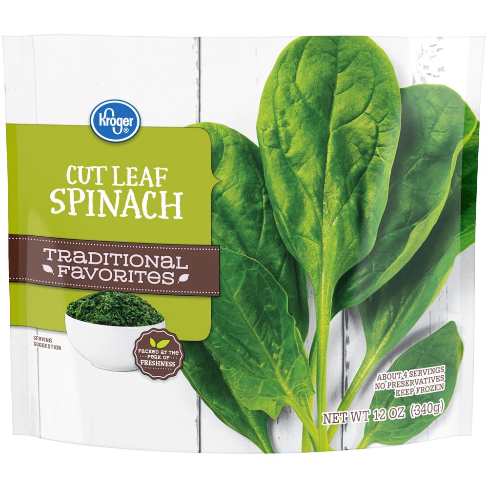 slide 1 of 3, Kroger Traditional Favorites Cut Leaf Spinach, 12 oz