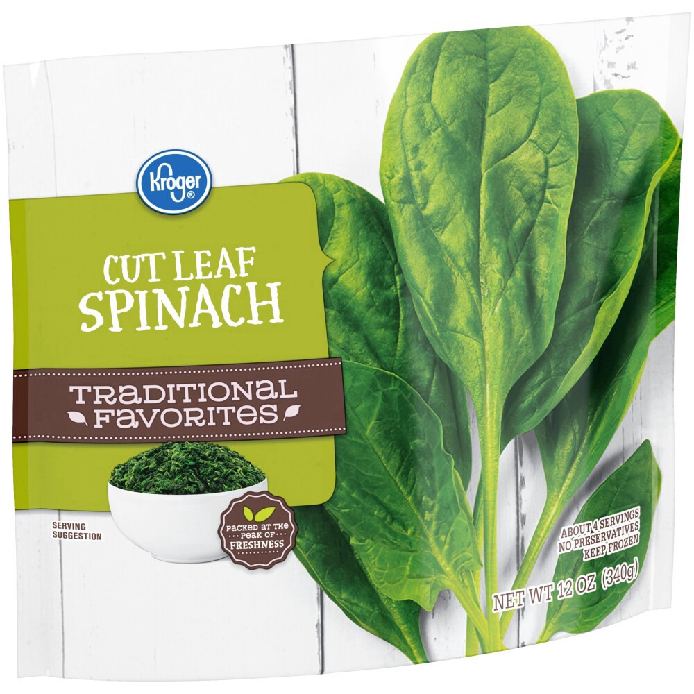 slide 3 of 6, Kroger Traditional Favorites Cut Leaf Spinach, 12 oz