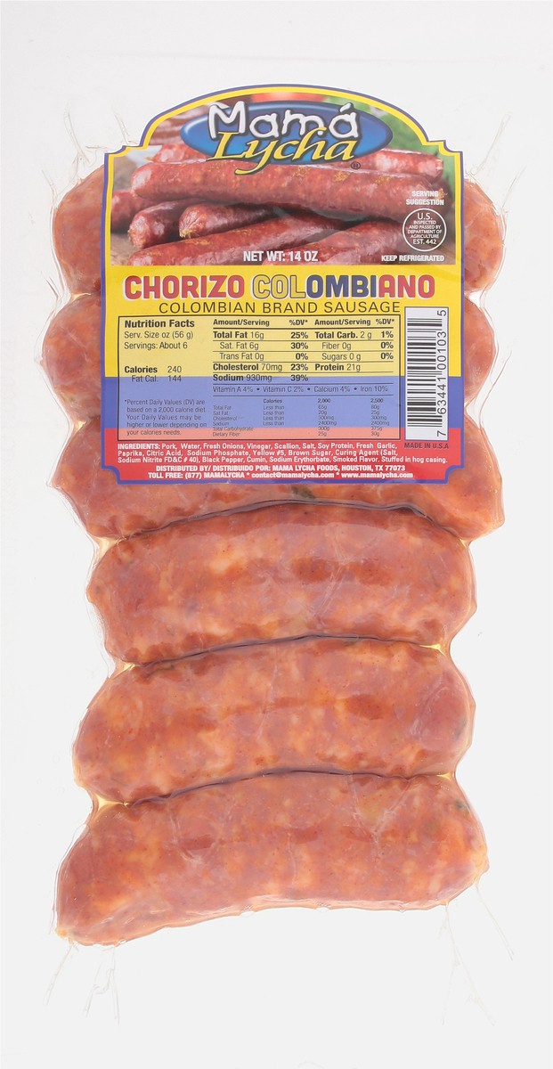 slide 9 of 13, Mama Lycha Colombian Brand Sausage 14 oz, 14 oz