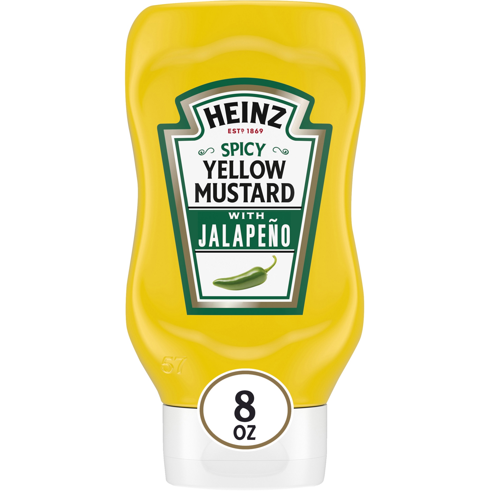 slide 1 of 1, Heinz Spicy Yellow Mustard with Jalapeno Bottle, 8 oz