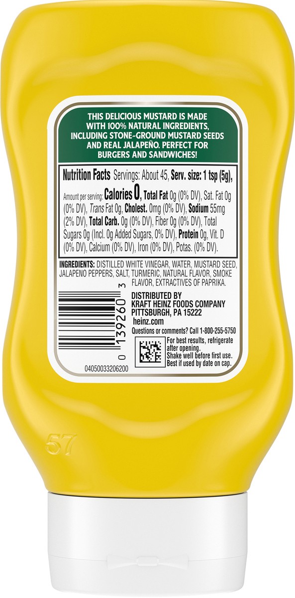 slide 4 of 11, Heinz Spicy Yellow Mustard with Jalapeno 8 oz. Bottle, 8 oz