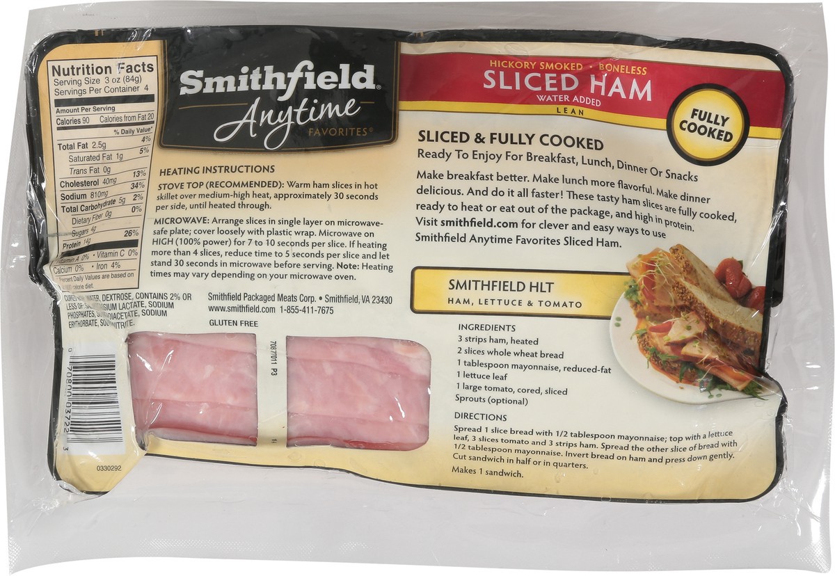 slide 3 of 9, Smithfield Anytime Favorites Hickory Smoked Sliced Ham, 12 oz