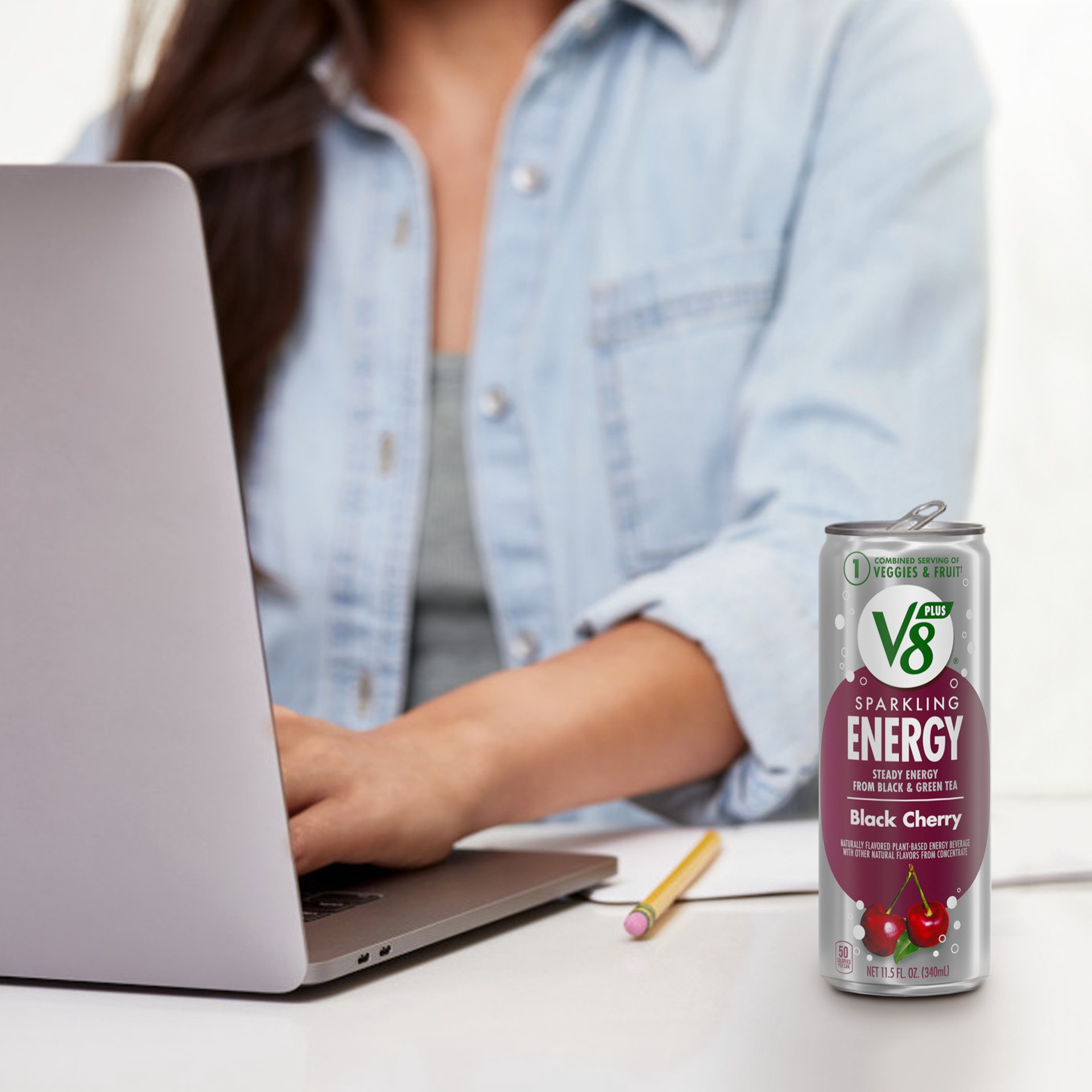 slide 8 of 9, V8 Sparkling Black Cherry Juice Energy Drink, 11.500 fl oz