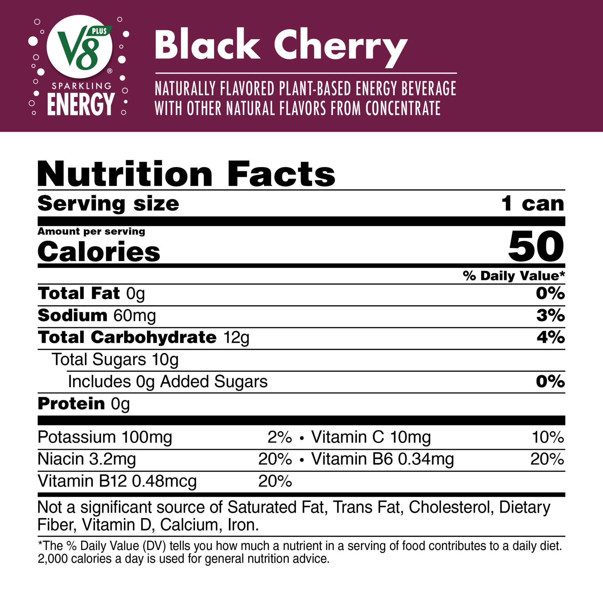 slide 2 of 9, V8 Sparkling Black Cherry Juice Energy Drink, 11.500 fl oz