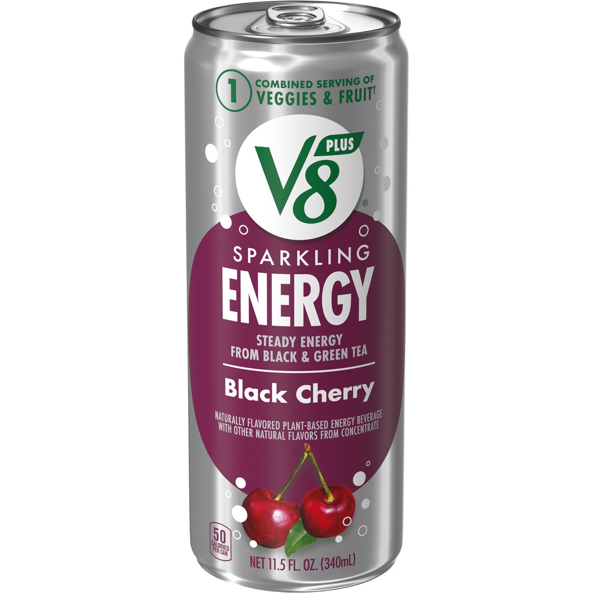slide 1 of 9, V8 Sparkling Black Cherry Juice Energy Drink, 11.500 fl oz