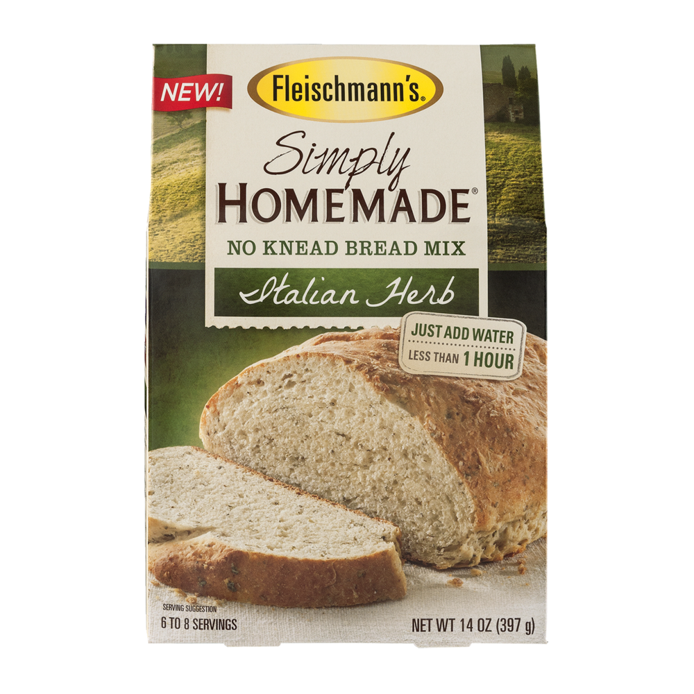 slide 1 of 1, Fleischmann's Simply Homemade Italian Herb No Knead Bread Mix, 14 oz