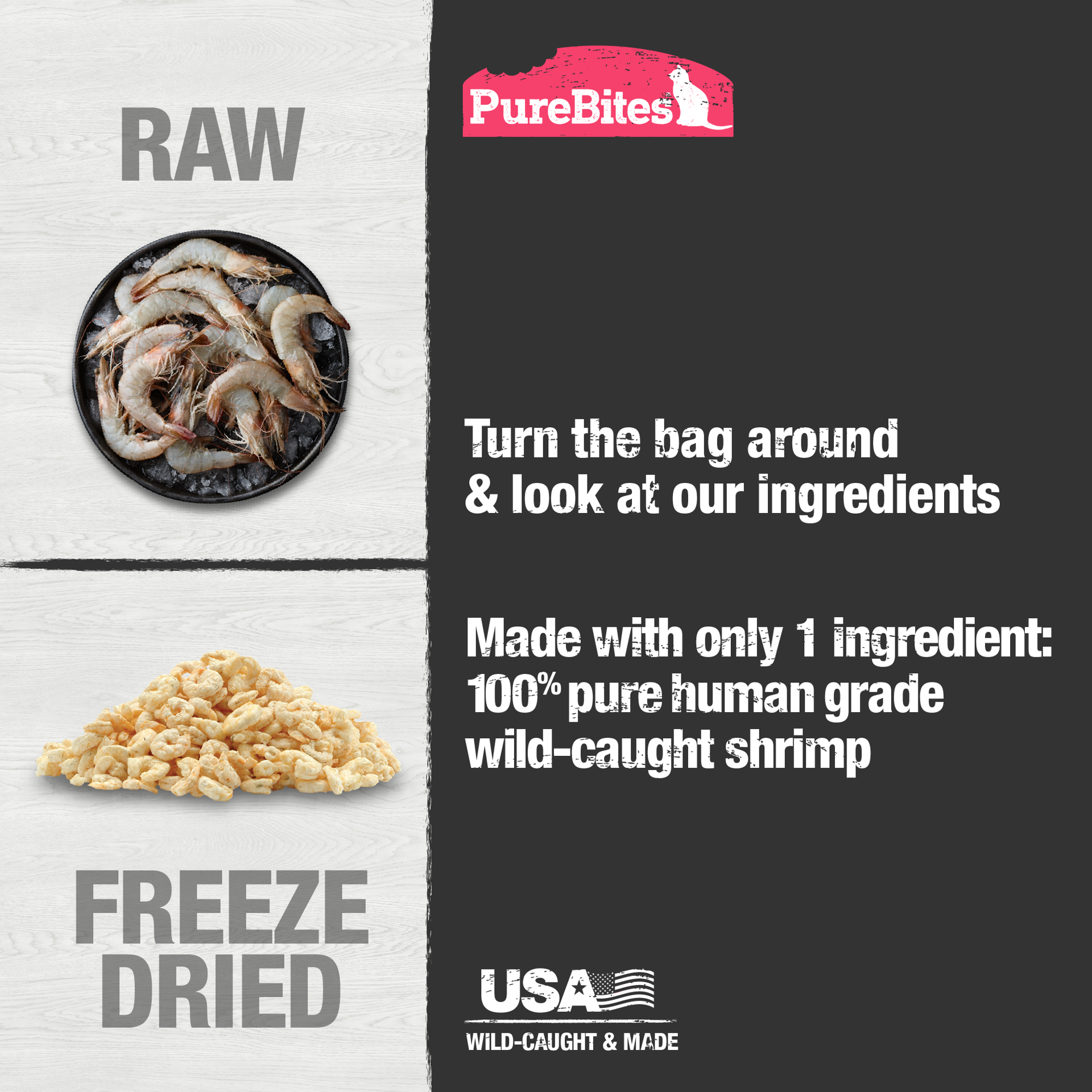 slide 3 of 5, PureBites Freeze Dried Shrimp Cat Treats 11g | 1 Ingredient | Made in USA, 11 g