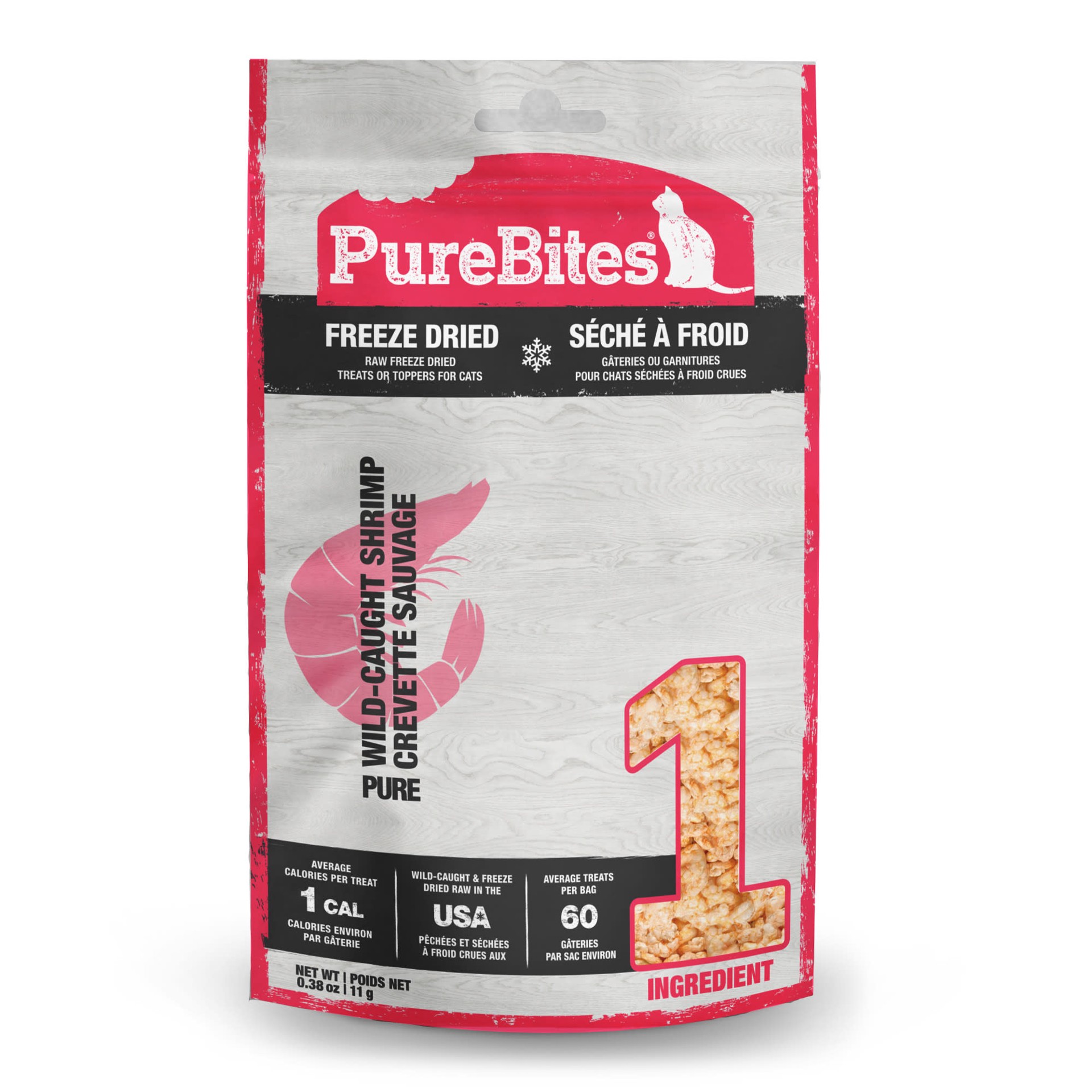 slide 1 of 5, PureBites Freeze Dried Shrimp Cat Treats 11g | 1 Ingredient | Made in USA, 11 g