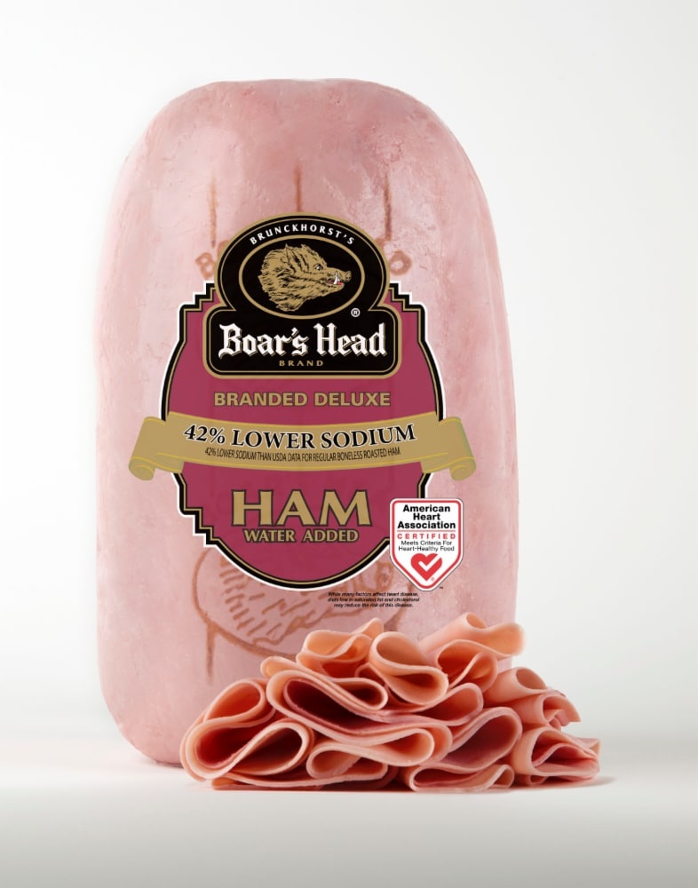 slide 1 of 1, Boar's Head Branded Deluxe Low Sodium Ham, per lb
