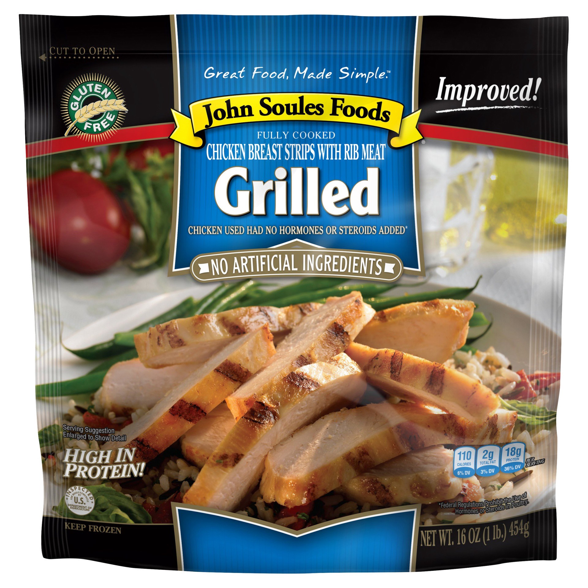 slide 1 of 9, John Soules Foods Flame Grilled Chicken, 16 oz, Frozen, 16 oz