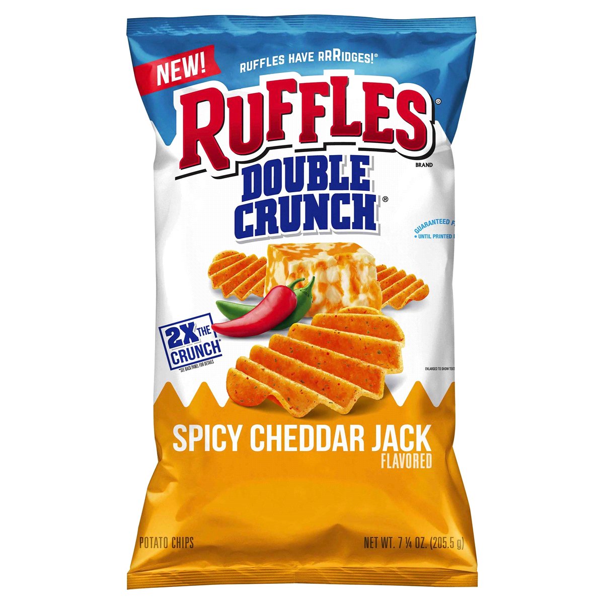 slide 1 of 1, Ruffles Double Crunch Spicy Cheddar Jack Potato Chips, 7.25 oz