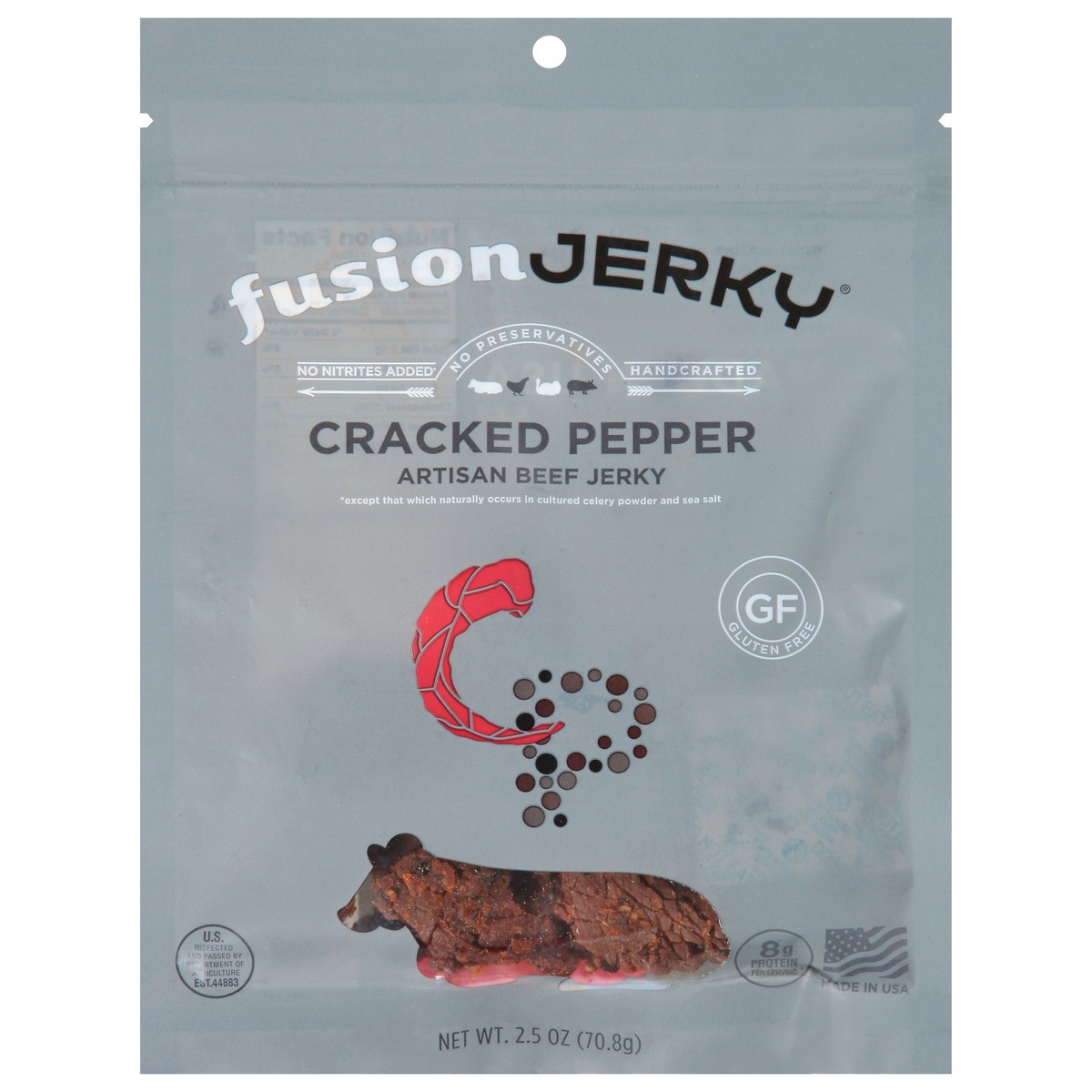slide 1 of 1, FusionJerky Artisan Cracked Pepper Beef Jerky 2.5 oz, 2.5 oz