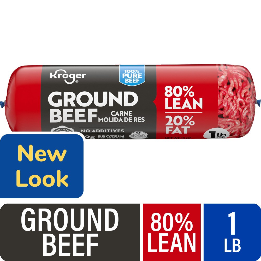 slide 1 of 5, Kroger 80% Lean Ground Beef, 1 lb