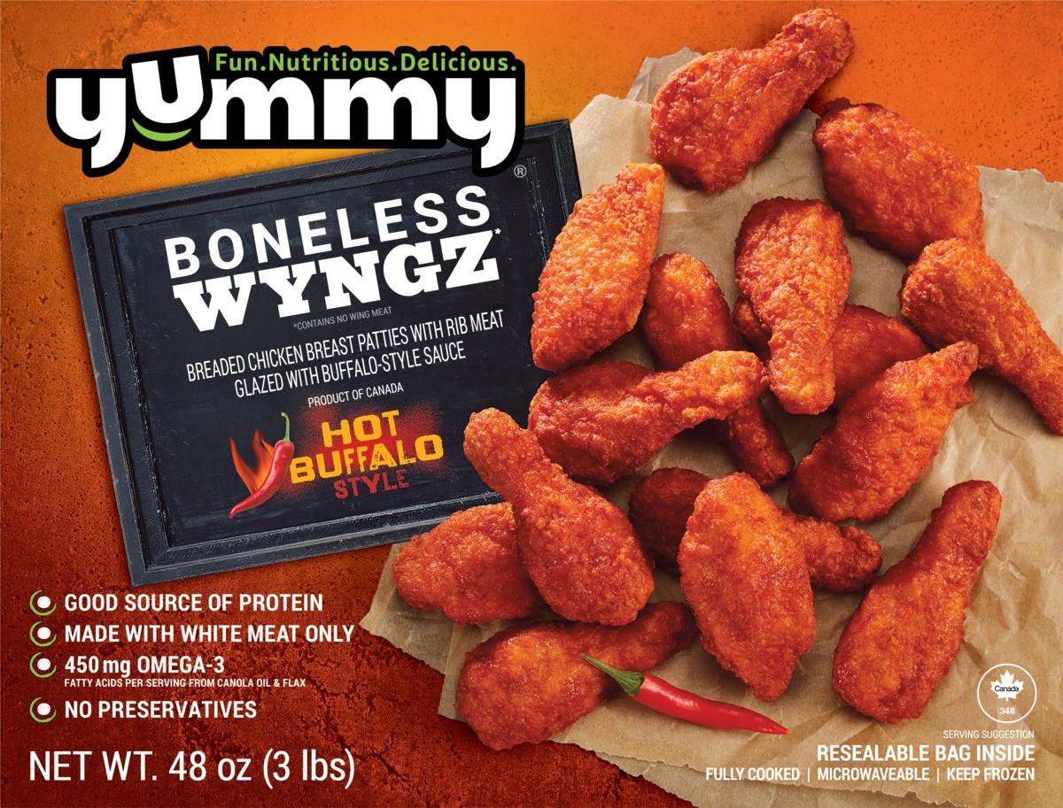 slide 5 of 12, Yummy Hot Buffalo Style Boneless Wyngz 48 oz, 48 oz
