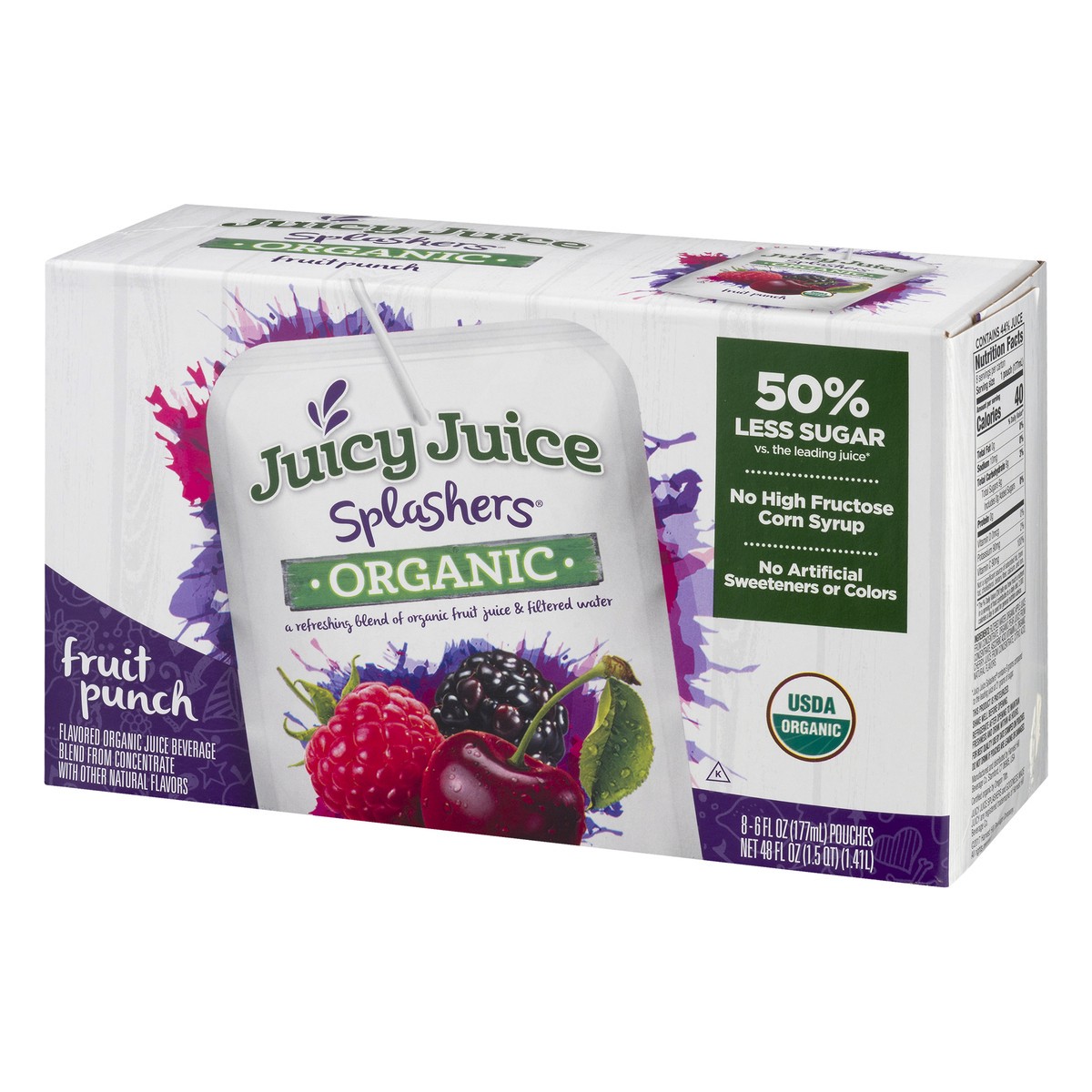 slide 7 of 12, Juicy Juice Splashers 8 Pack Organic Fruit Punch Juice Beverage 6 ea, 6 ct