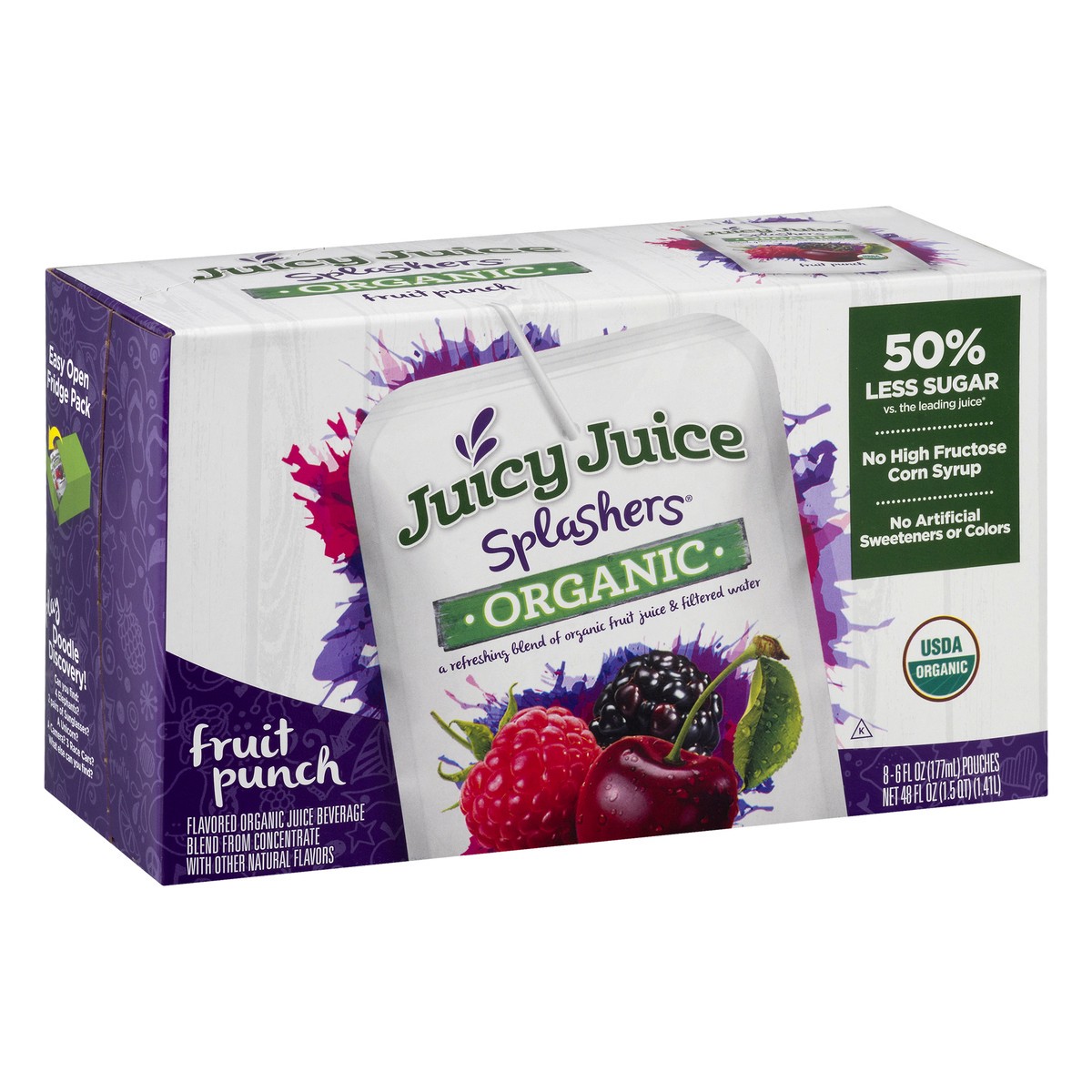 slide 5 of 12, Juicy Juice Splashers 8 Pack Organic Fruit Punch Juice Beverage 6 ea, 6 ct