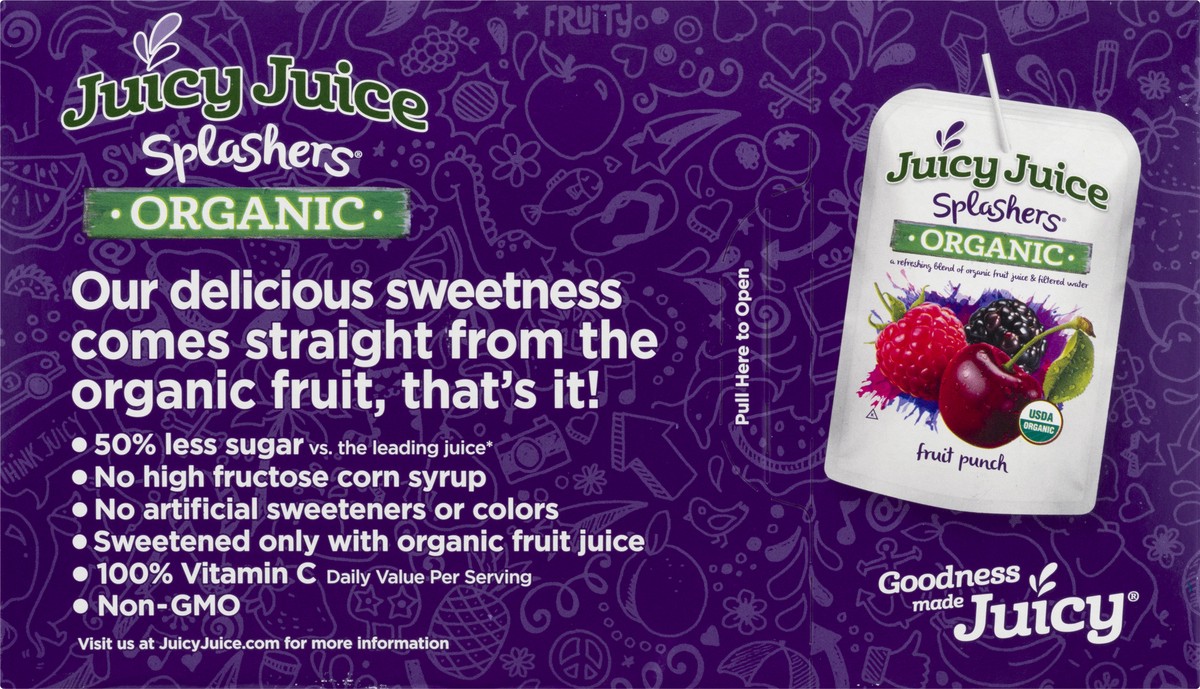 slide 2 of 12, Juicy Juice Splashers 8 Pack Organic Fruit Punch Juice Beverage 6 ea, 6 ct