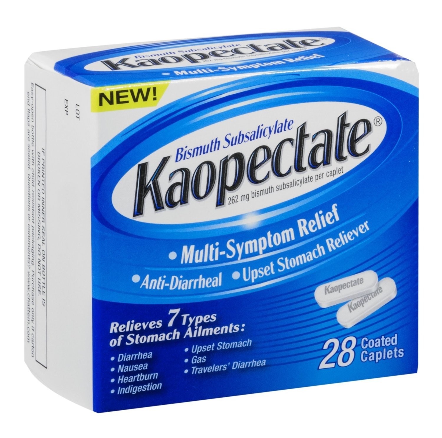 slide 1 of 1, Kaopectate Diarrhea and Upset Stomach Reliever Caplets, 28 ct