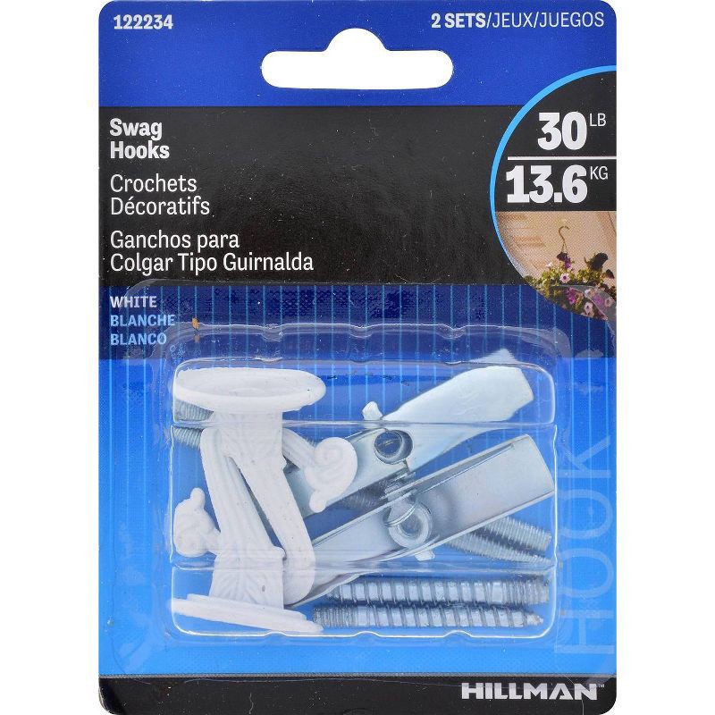 slide 2 of 6, The Hillman Group White Swag Hook, 2 ct