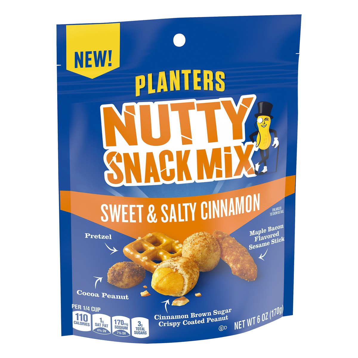 slide 2 of 10, Planters Sweet and Salty Cinnamon Nutty Snack Mix, 6 oz Bag, 170 g