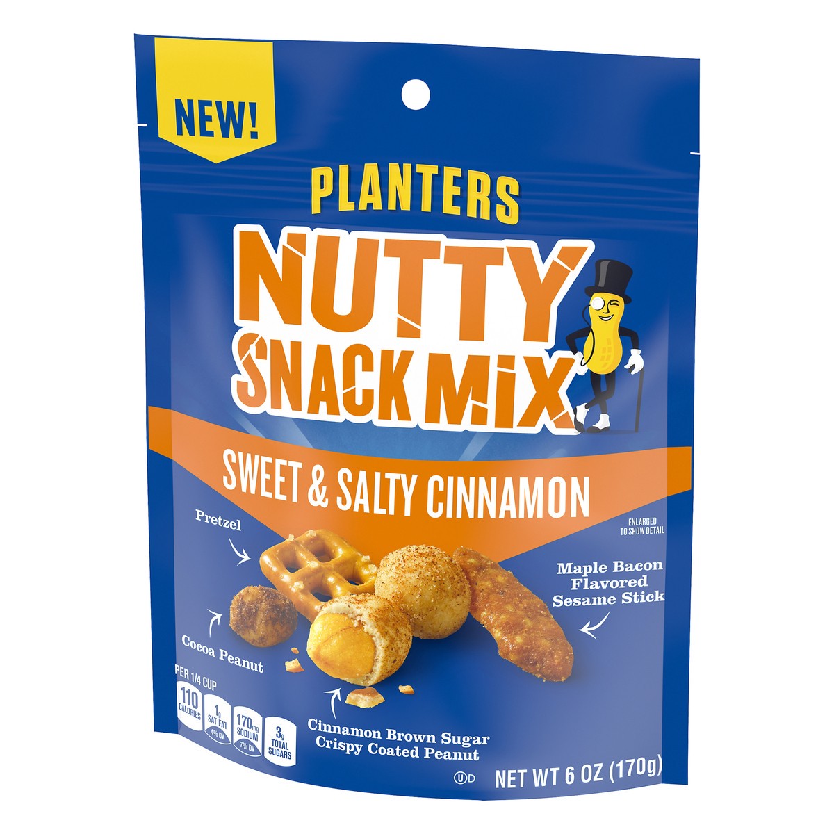 slide 3 of 10, Planters Sweet and Salty Cinnamon Nutty Snack Mix, 6 oz Bag, 170 g