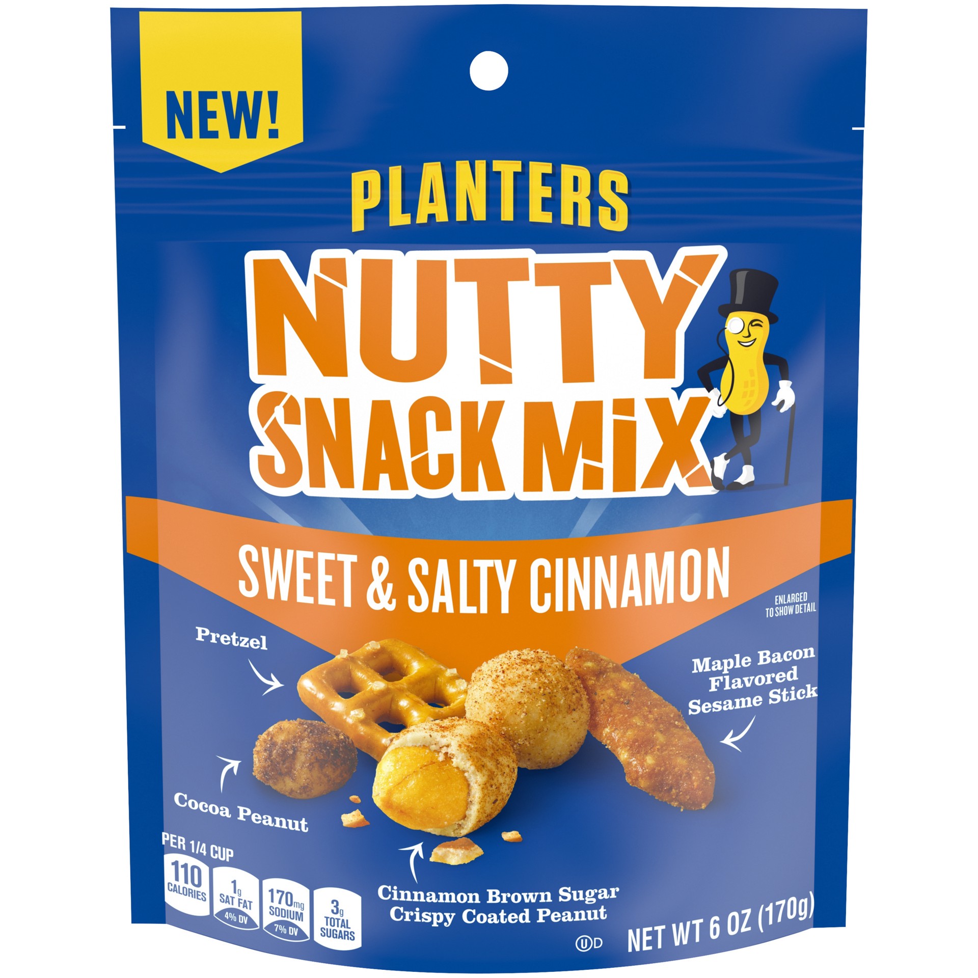 slide 1 of 10, Planters Sweet and Salty Cinnamon Nutty Snack Mix, 6 oz Bag, 170 g