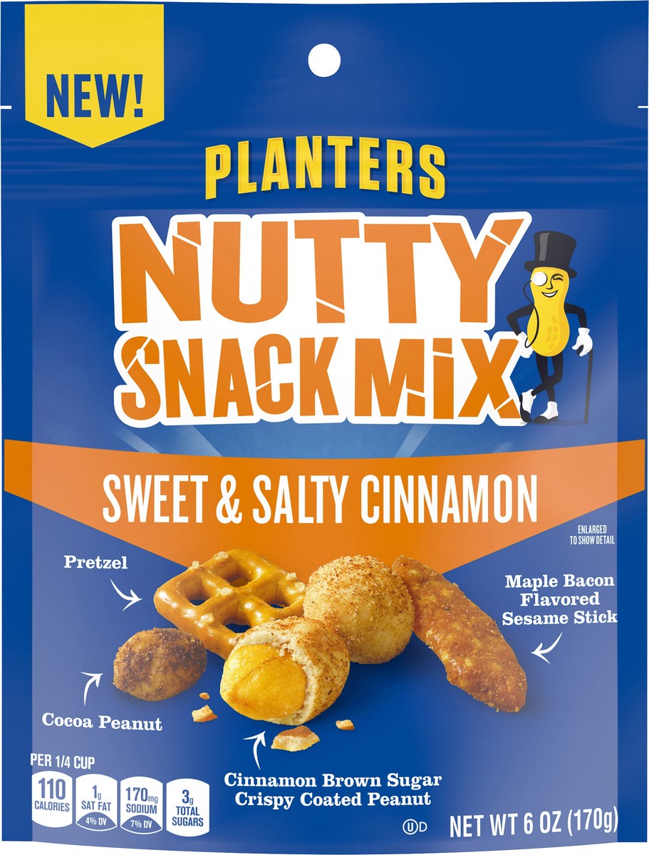 slide 8 of 10, Planters Sweet and Salty Cinnamon Nutty Snack Mix, 6 oz Bag, 170 g