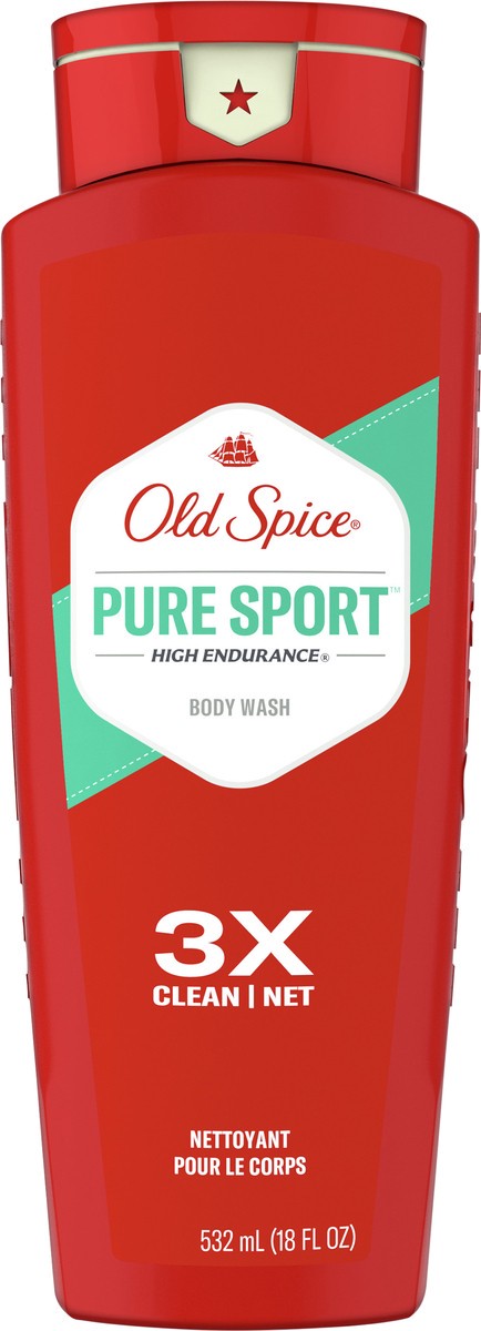 slide 3 of 3, Old Spice High Endurance Body Wash for Men, Pure Sport Scent, 18 FL OZ (532 mL), 18 fl oz