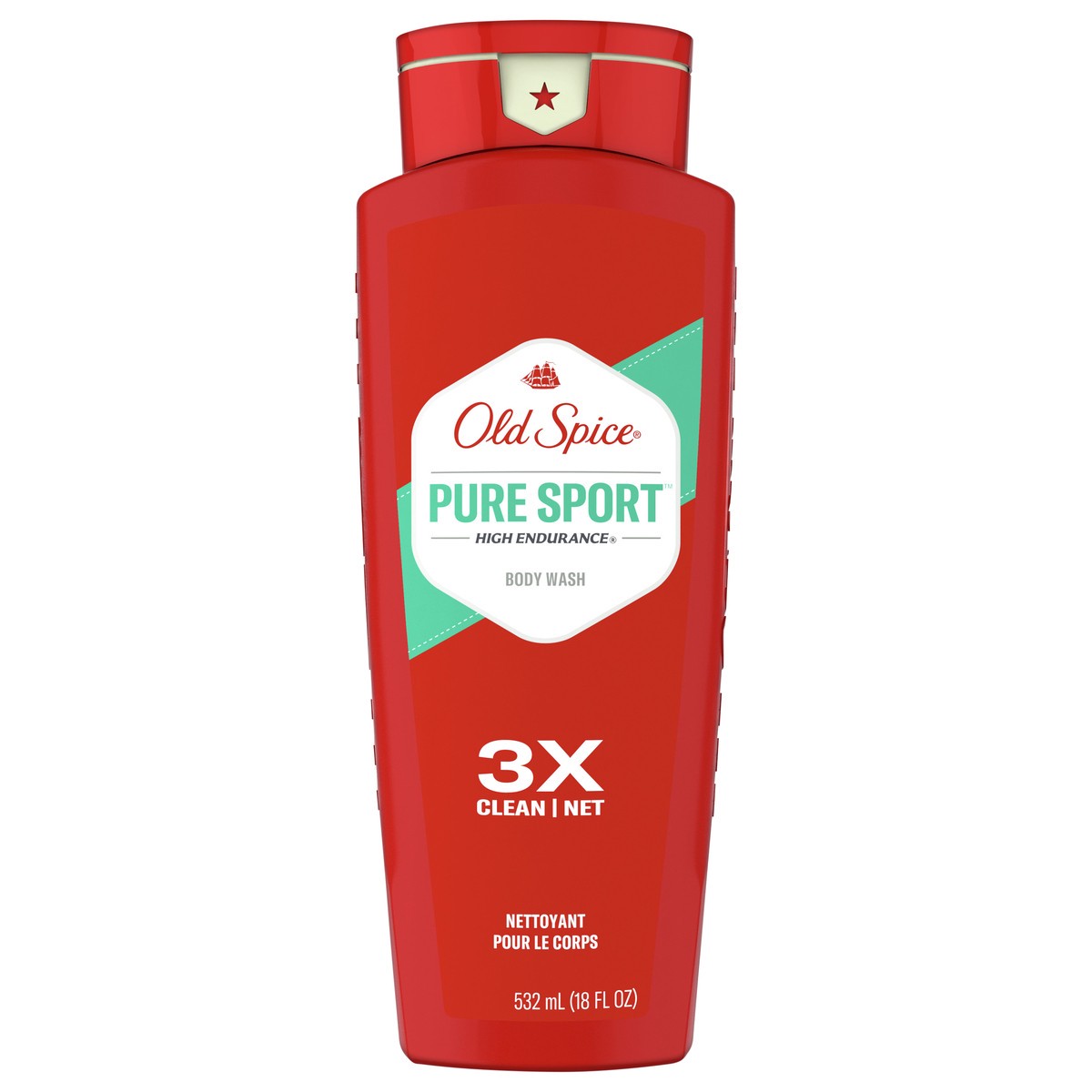 slide 1 of 3, Old Spice High Endurance Body Wash for Men, Pure Sport Scent, 18 FL OZ (532 mL), 18 fl oz