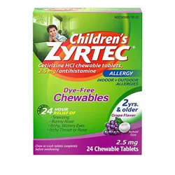 Zyrtec Childrens Grape Allergy Chewable Tablets - 24 Count