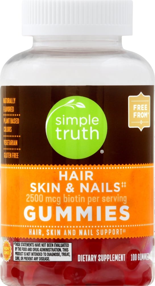 slide 1 of 1, Simple Truth Hair, Skin, & Nails Gummies, 100 ct