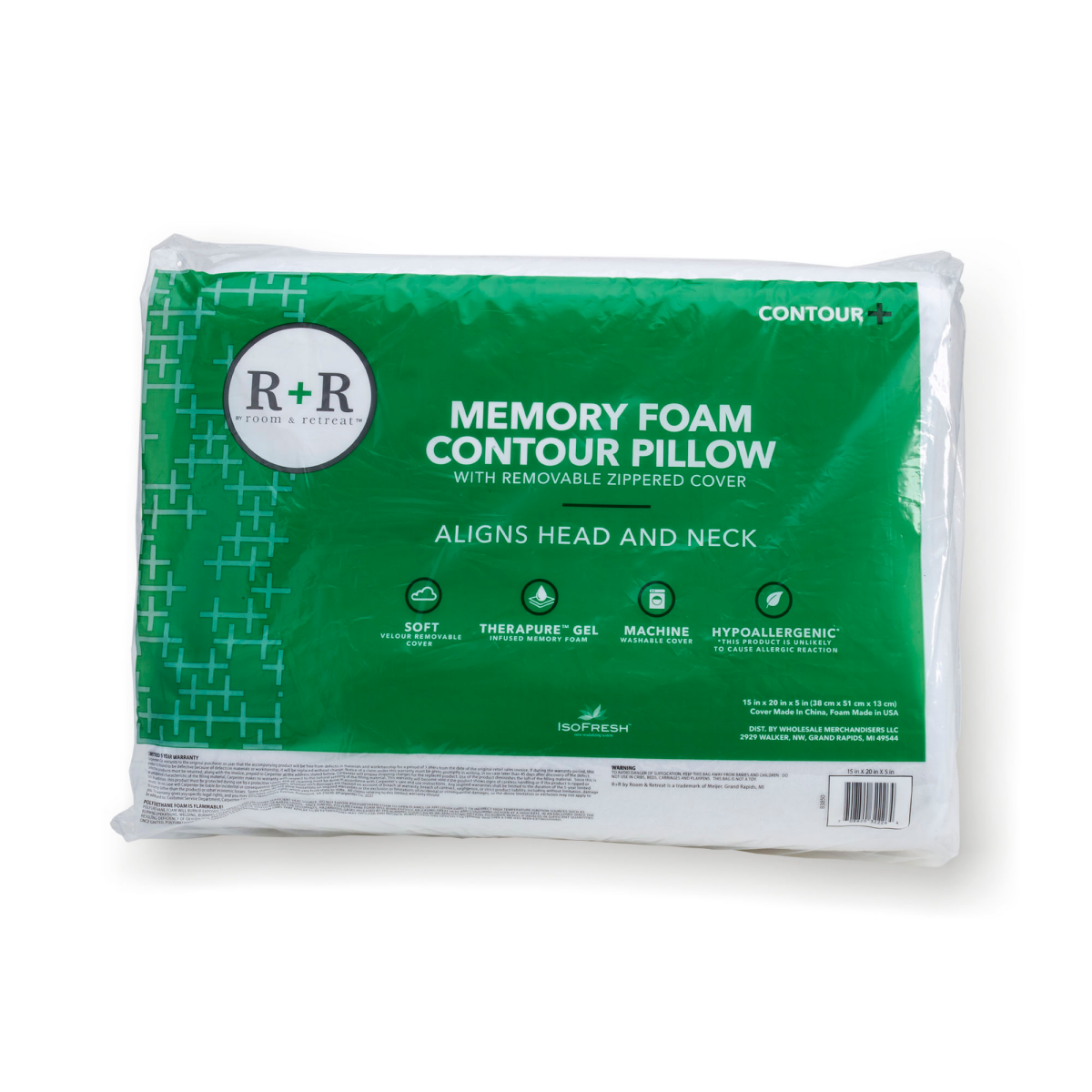slide 1 of 13, R+R Room and Retreat Memory Foam Contour Pillow, 1 ct