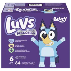 Luvs Platinum Protection Baby Diapers, Size 6, 64 Count