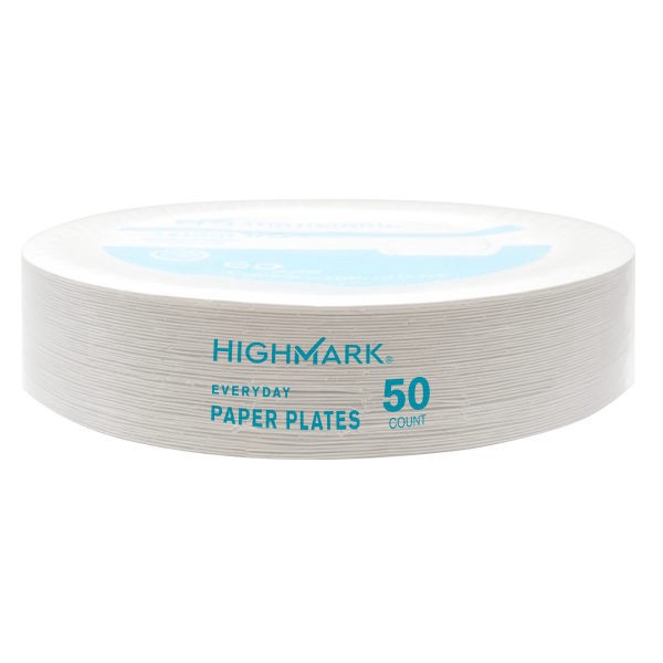 slide 3 of 5, Highmark Paper Plates, 6-3/4"", Printed White, Pack Of 50, 50 ct