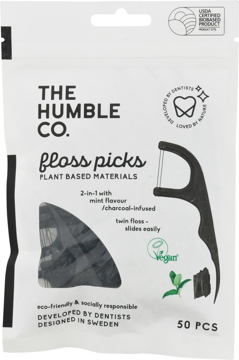 slide 2 of 9, The Humble Co. Mint Flavour/Charcoal-Infused Floss Picks 50 ea, 50 ct