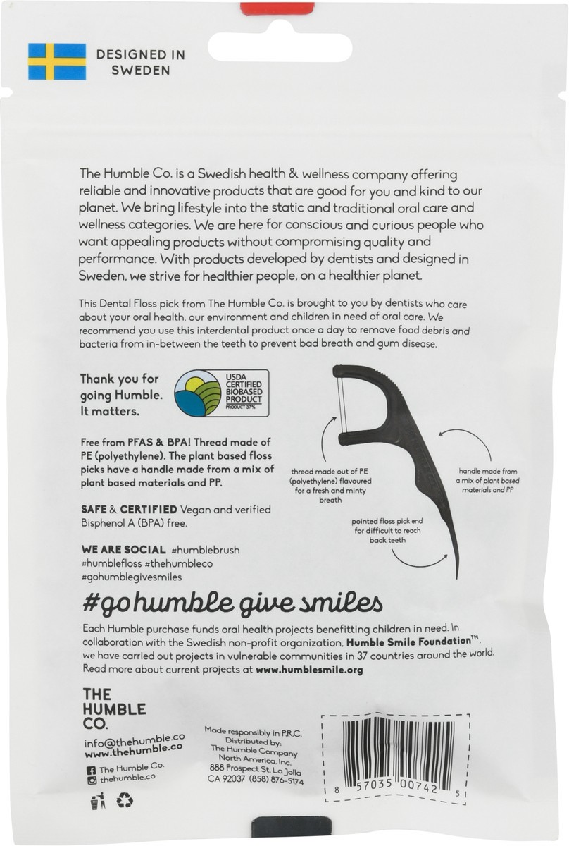 slide 3 of 9, The Humble Co. Mint Flavour/Charcoal-Infused Floss Picks 50 ea, 50 ct