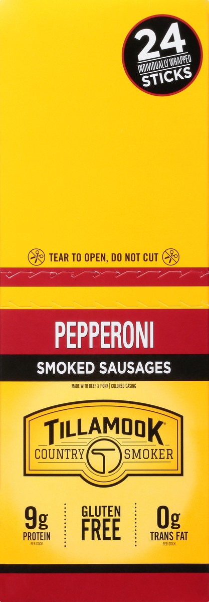 slide 5 of 13, Tillamook Country Smoker Pepperoni Smoked Sausages 24 ea, 24 ct