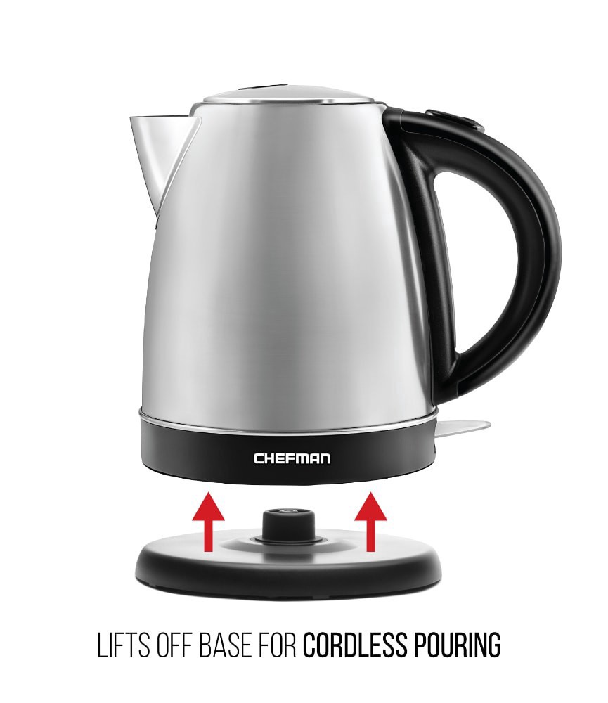 slide 6 of 6, Chefman Stainless Steel Kettle with Auto Shut Off, 1.7 liter