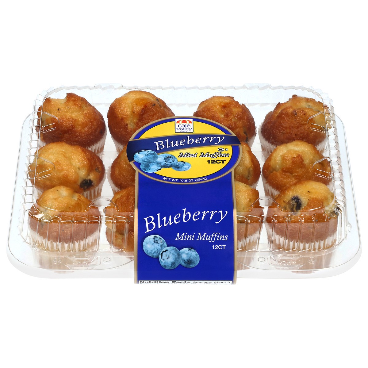 slide 1 of 14, Cafe Valley Cafe Blueberry Mini Muffins, 10.5 oz