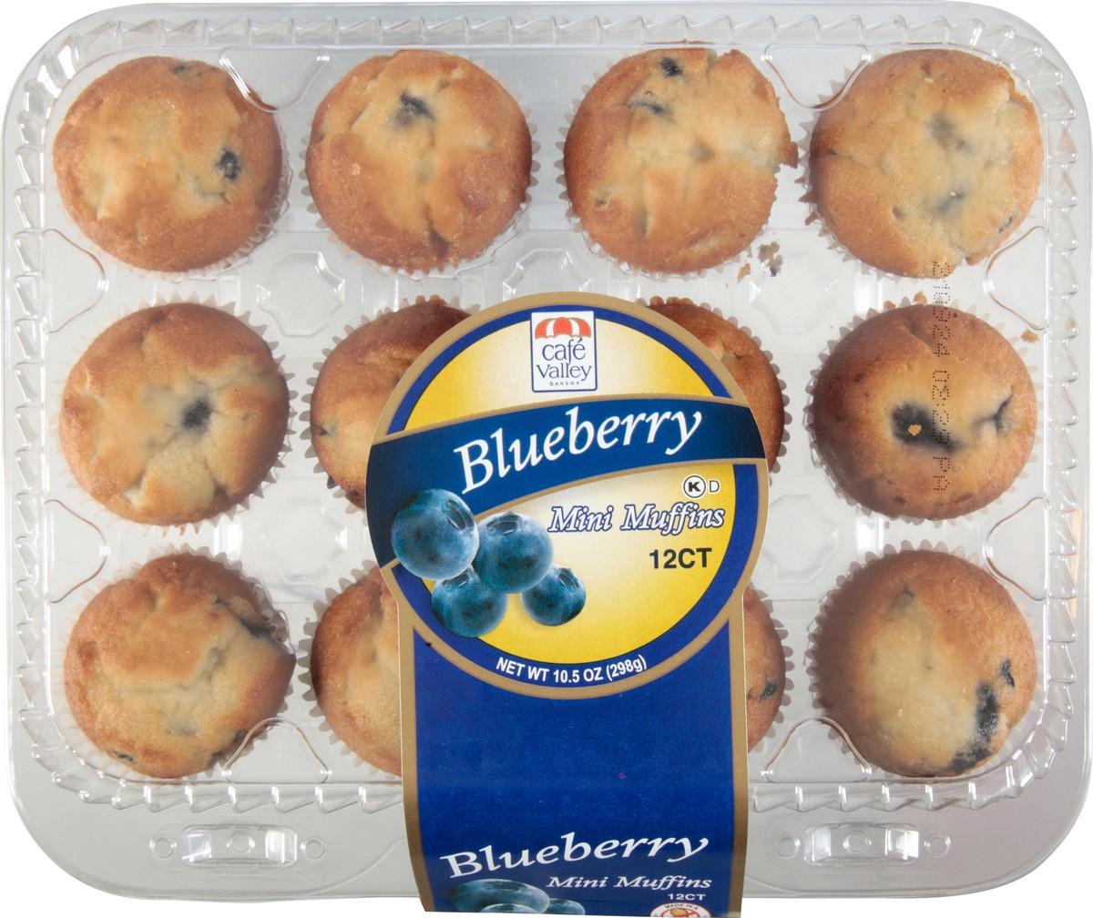 slide 1 of 14, Cafe Valley Cafe Blueberry Mini Muffins, 12 ct