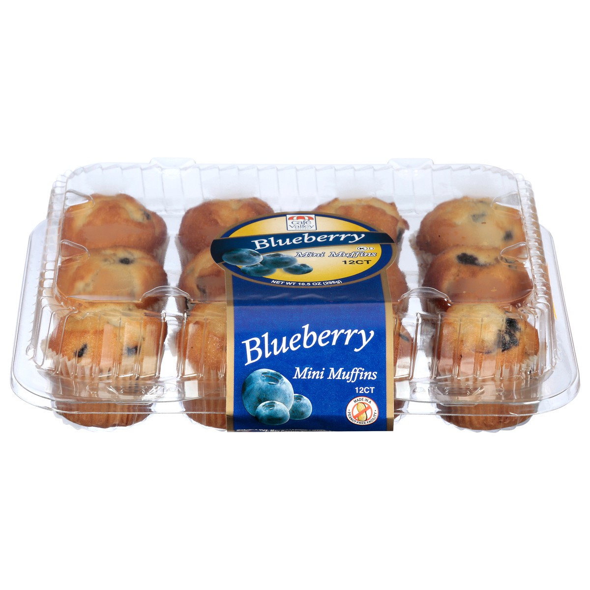 slide 1 of 14, Cafe Valley Cafe Blueberry Mini Muffins, 12 ct