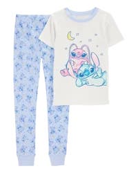 Carter's Kid Print Ribbed 2-Piece Pajamas White/Blue 14