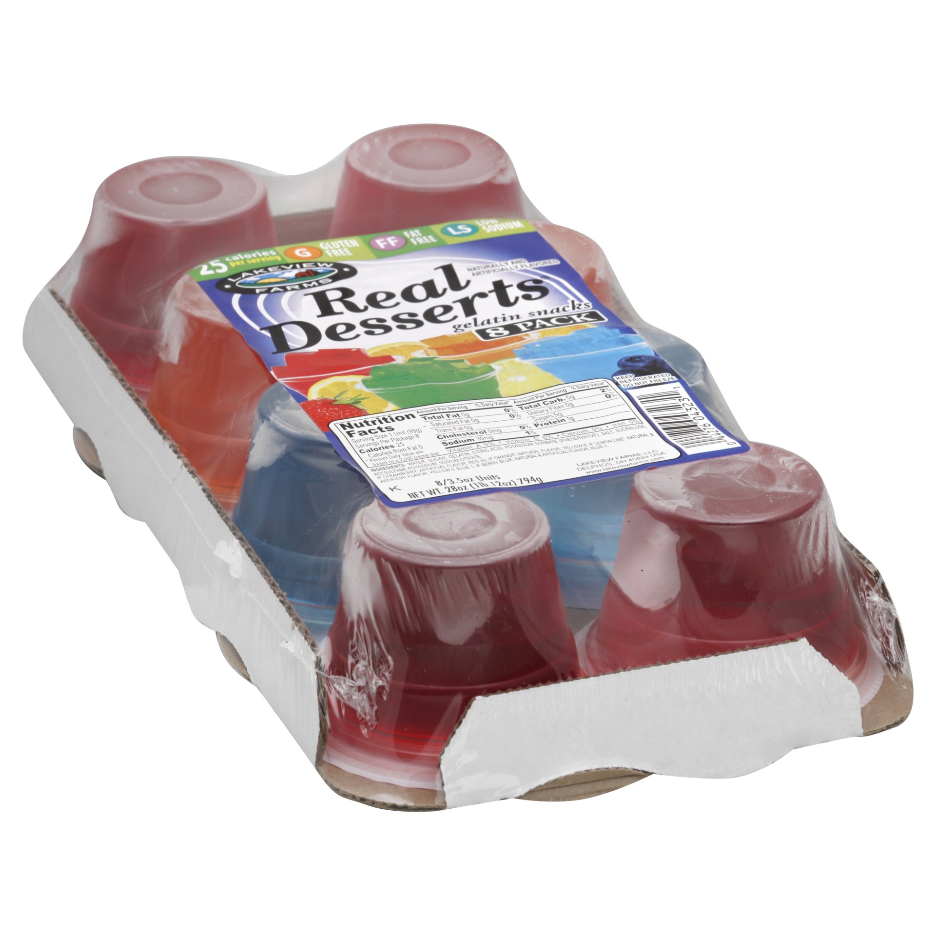 slide 1 of 1, Lakeview Farms Real Desserts Gelatin Snacks Multi-Flavor, 8 ct; 3.5 oz