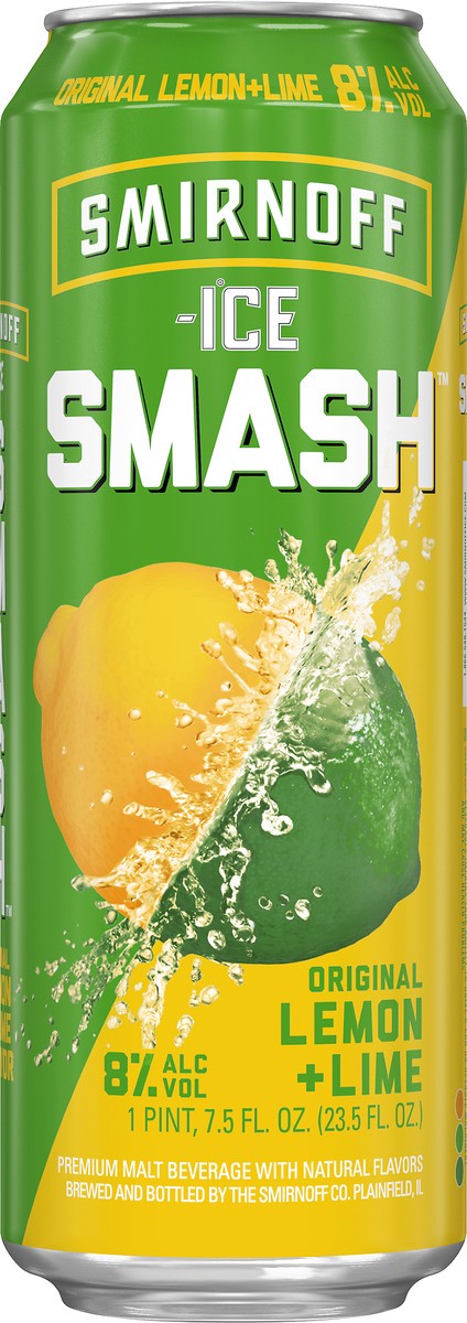 slide 1 of 4, Smirnoff Ice Smash Original Lemon + Lime Malt Beverage 23.5 oz, 23.50 fl oz