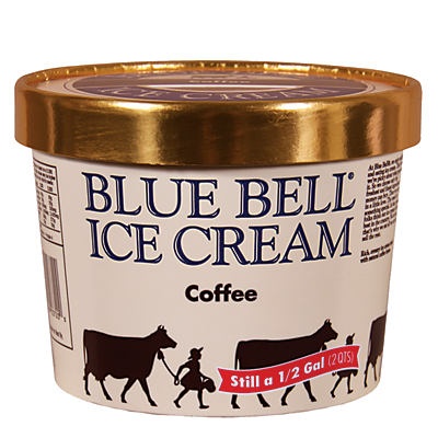 slide 1 of 1, Blue Bell Coffee Ice Cream, 1/2 gal