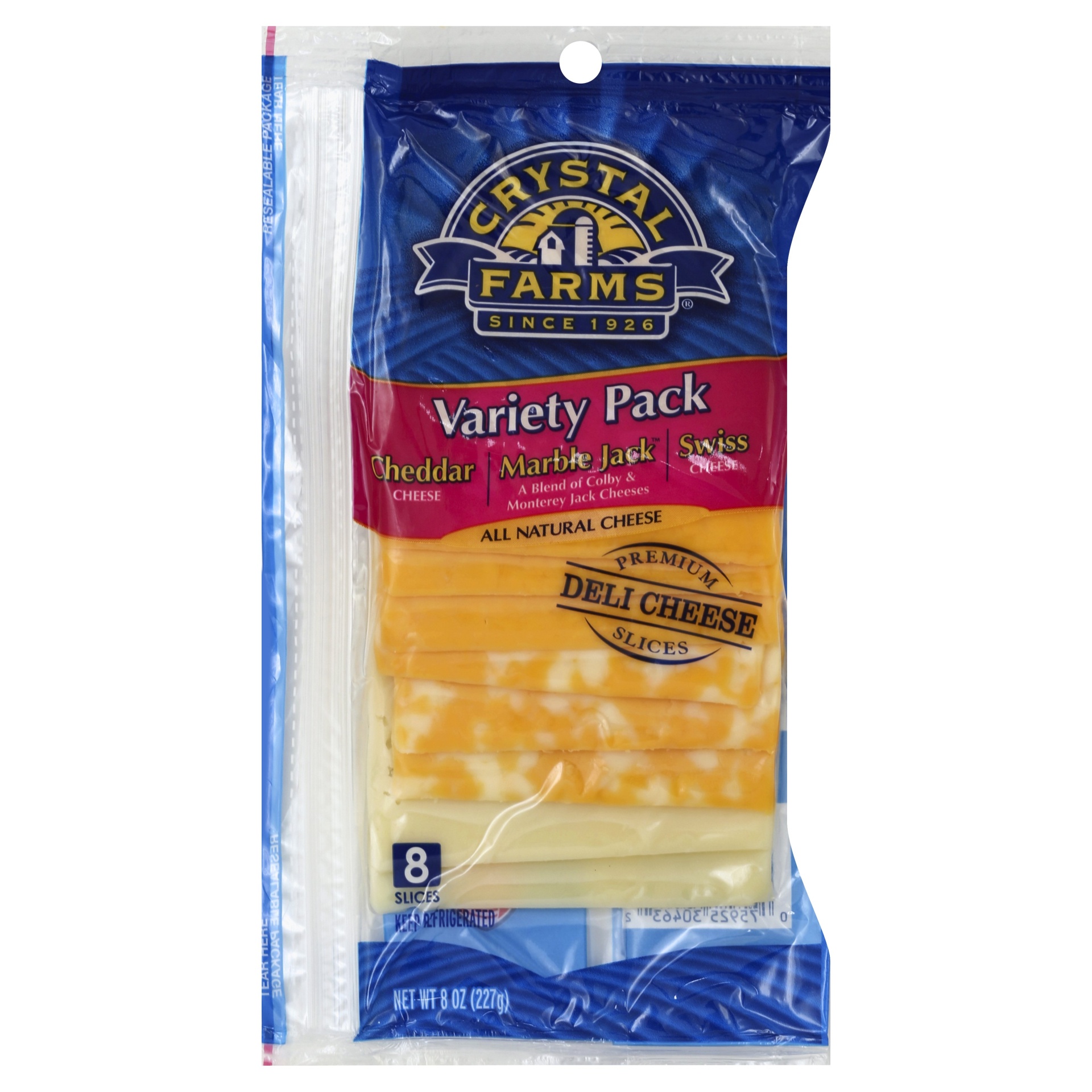 slide 1 of 1, Crystal Farms Variety Deli Cheese Slices, 8 oz