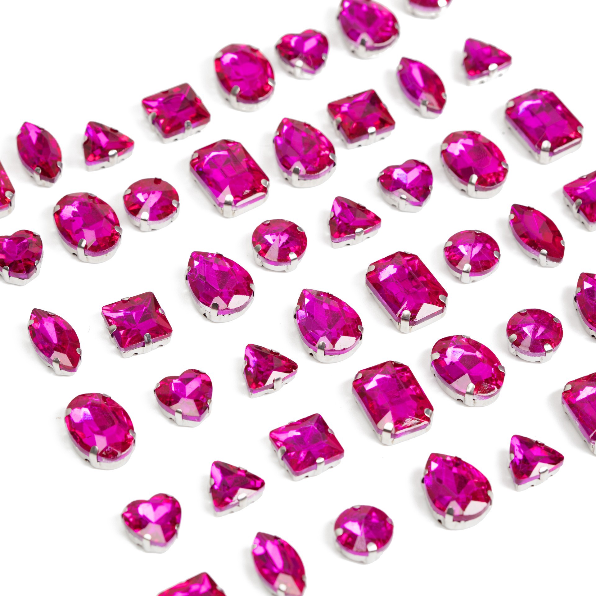 slide 6 of 6, Cousindiy Silver Fuchsia Glass Sew-On Rhinestones, 48ct., 48 ct