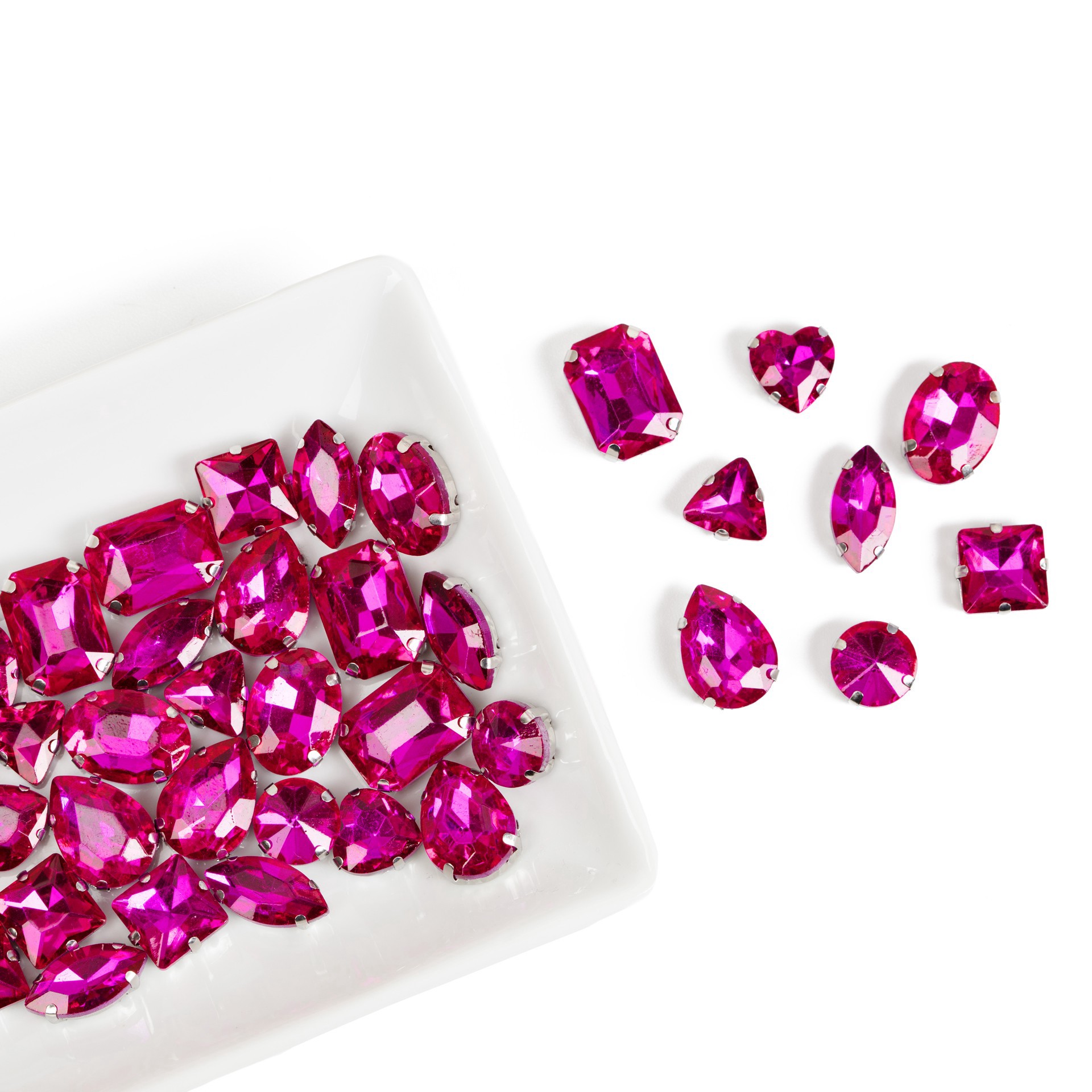 slide 2 of 6, Cousindiy Silver Fuchsia Glass Sew-On Rhinestones, 48ct., 48 ct