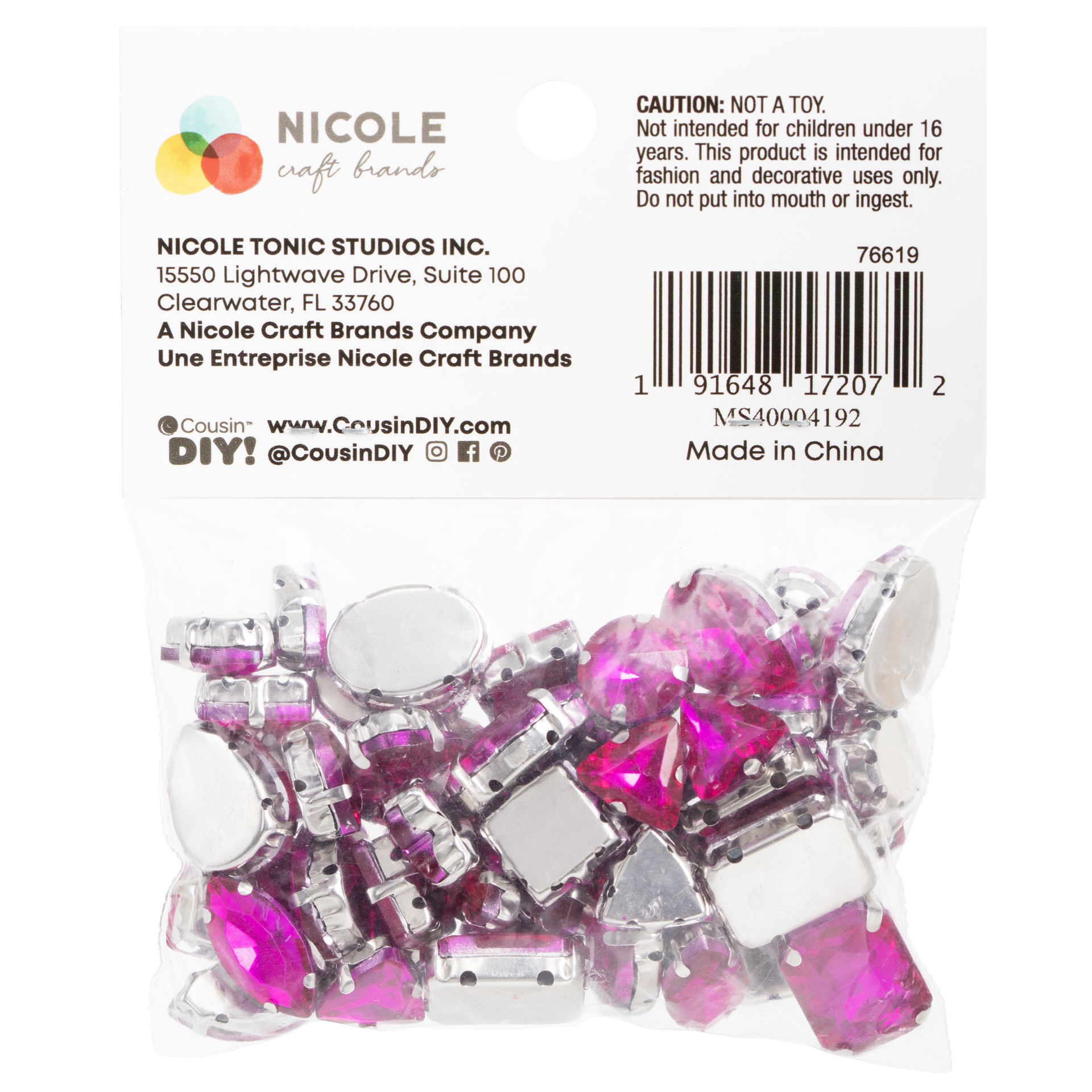 slide 5 of 6, Cousindiy Silver Fuchsia Glass Sew-On Rhinestones, 48ct., 48 ct