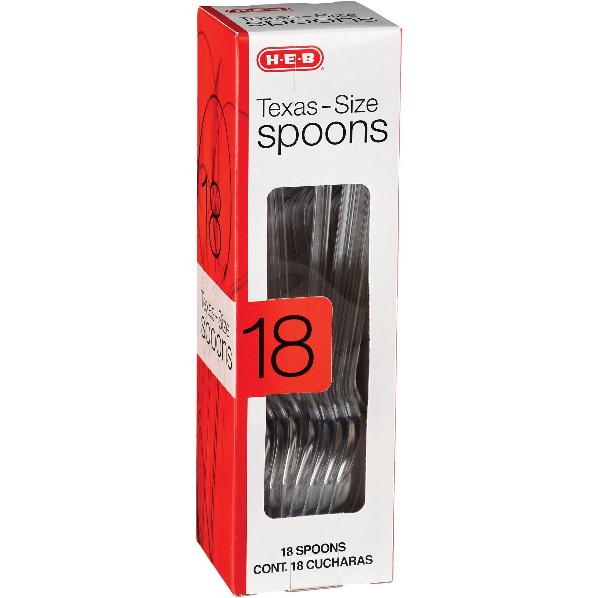 slide 1 of 1, H-E-B Premium Clear Plastic Texas-Sized Spoons, 18 ct